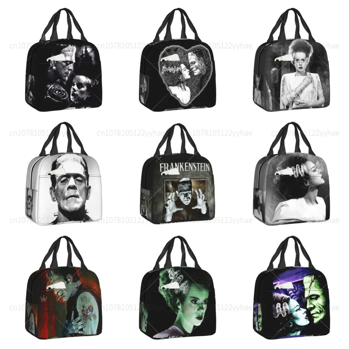 Bride Of Frankenstein Thermal Insulated Lunch Bag Women Horror Film Portable Lunch Container Box for School Picnic Food Bags