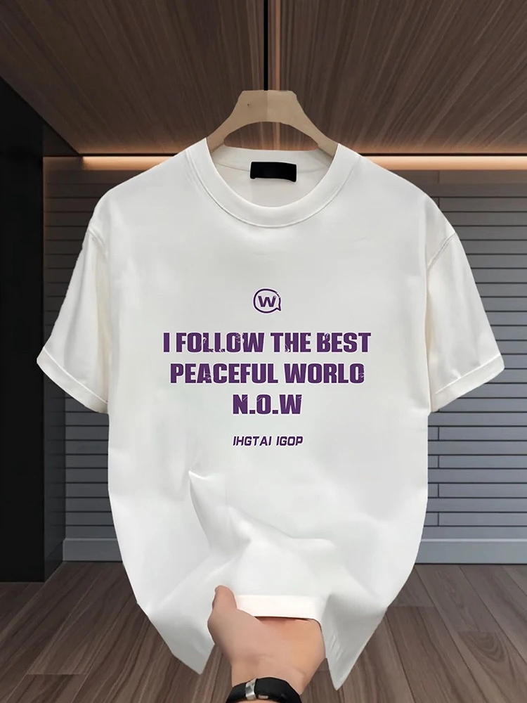 

Новая летняя мужская футболка с коротким рукавом, круглым вырезом, модным буквенным принтом, свободного кроя, универсальная, молодежная, повседневная одежда