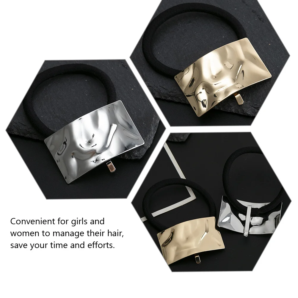 

4 Pcs Metal Hair Rope Ties Accessories Women Hairbands Elastic Snap Woman Ponytail Holders