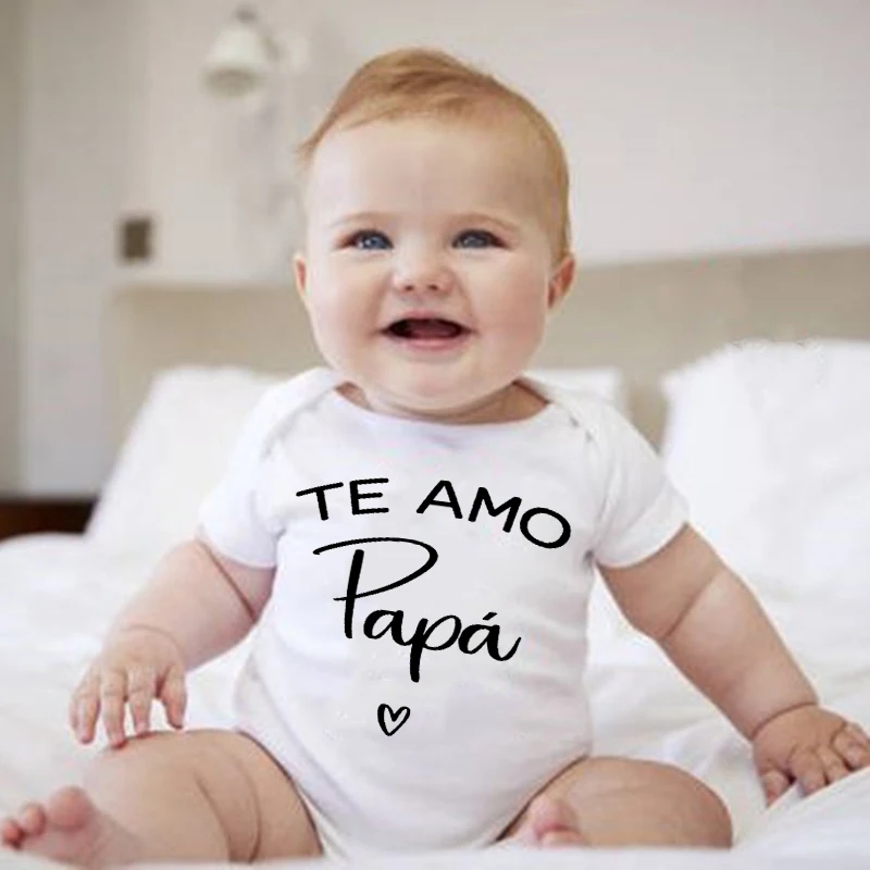 

Te Amo Papa Newborn Baby Summer Romper Infant Body Short Sleeve Baby ToddlerJumpsuit I Love You Dad Summer Baby Boy Girl Clothes