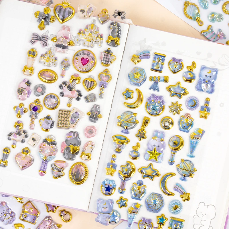 Kawaii Magic Wish Cartoon Gem Stickers Scrapbooking Diy Journaling Sticker Esthetische Sticker Leuk Briefpapier Cadeau