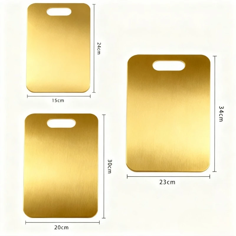 3 шт. золотые разделочные доски из нержавеющей стали — разделочная доска, которую можно мыть в посудомоечной машине с нескользящей канавкой для сока для мяса, рыбы, овощей