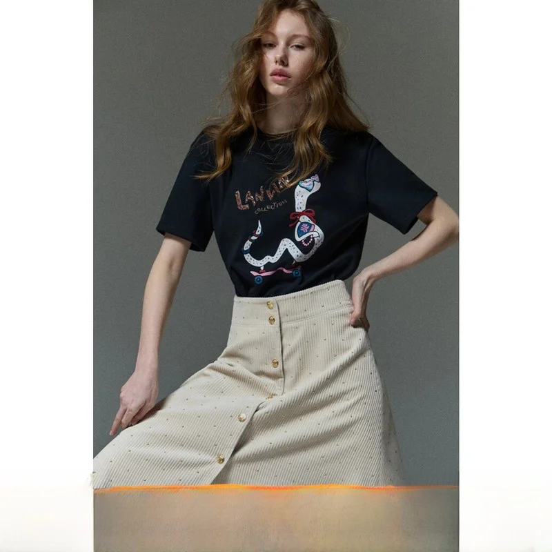 

Heavy Embellied Cotton f Skirt Versatile Commute Slimming A-Line Skirt Korean Sle Women's Faion Spring Season