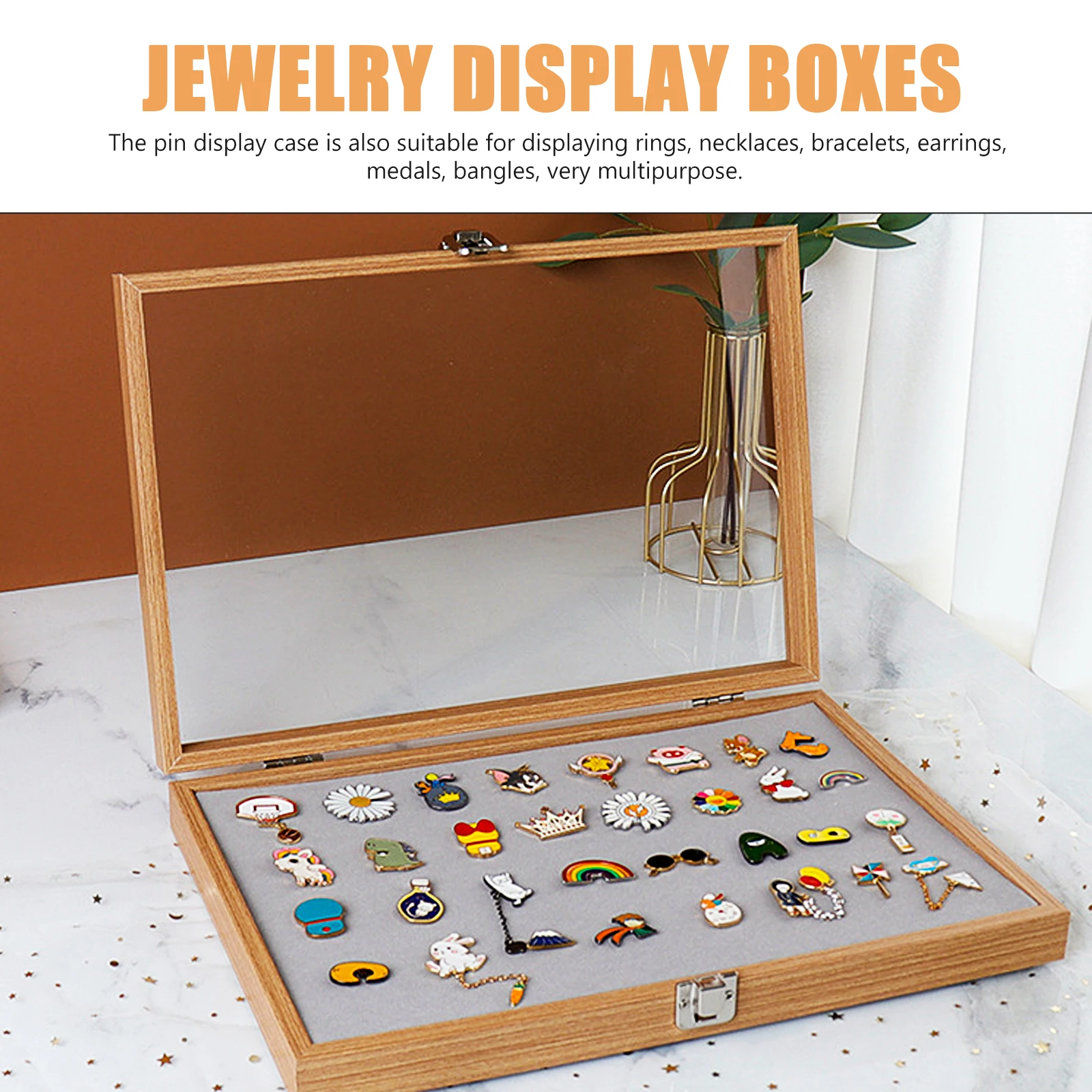 

Pin Display Case Brooch Storage Box Jewelry Container Medal Holder Clear Lid Multipurpose Lightweight brooch pins storage boxes