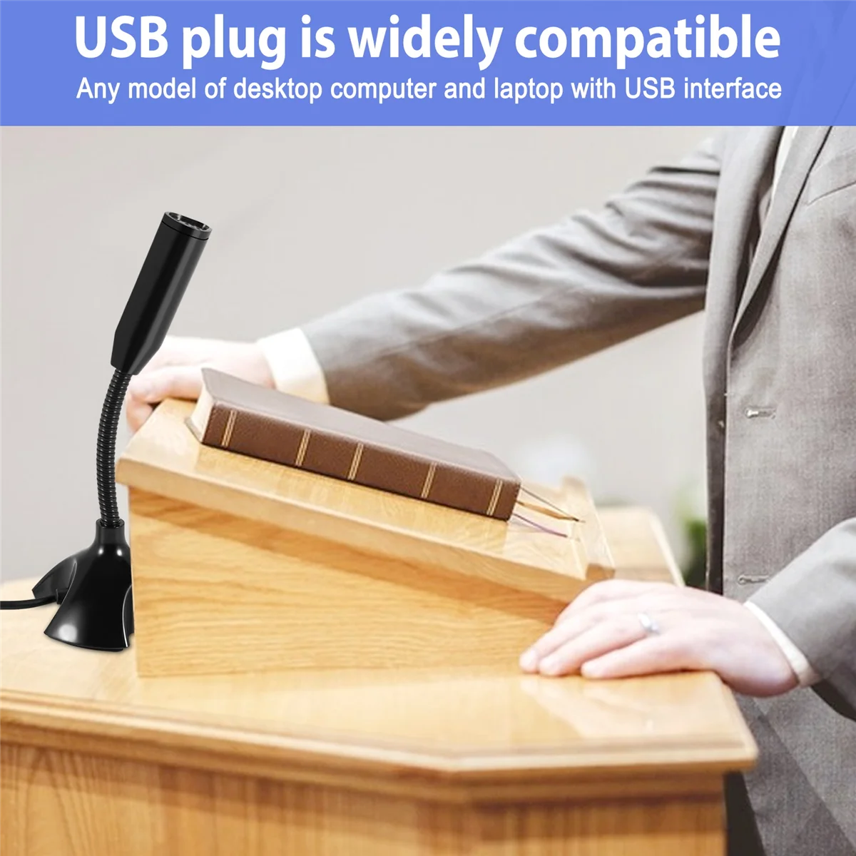 ميكروفون إلغاء الضوضاء USB للكمبيوتر الشخصي ، ميكروفون ويب مرن ، حامل كمبيوتر محمول