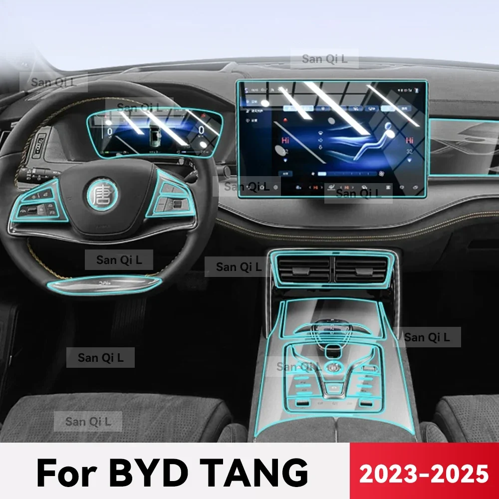 

For BYD TANG EV DM I 2023 2024 2025 TPU Car Navigation Screen Film Gearbox Protective Sticker Anti-scratch Interior Accessories