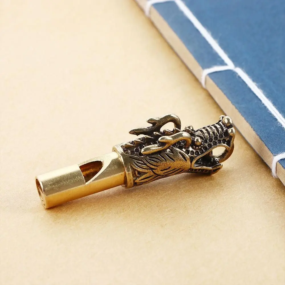 Men Women Handmade Brass Survival Keychain Emergency Car Pendants Whistle Outdoor Survival Tools Keys Chain