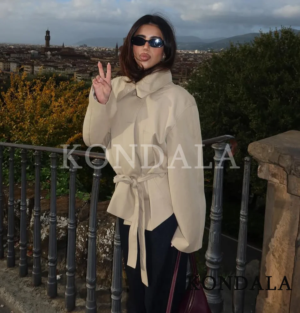 KONDALA Trendy Pendelriem Trenchcoat Jas Dames Casual Chic Button Jacket 2026 Lentemode High Street Minimalistische Jas