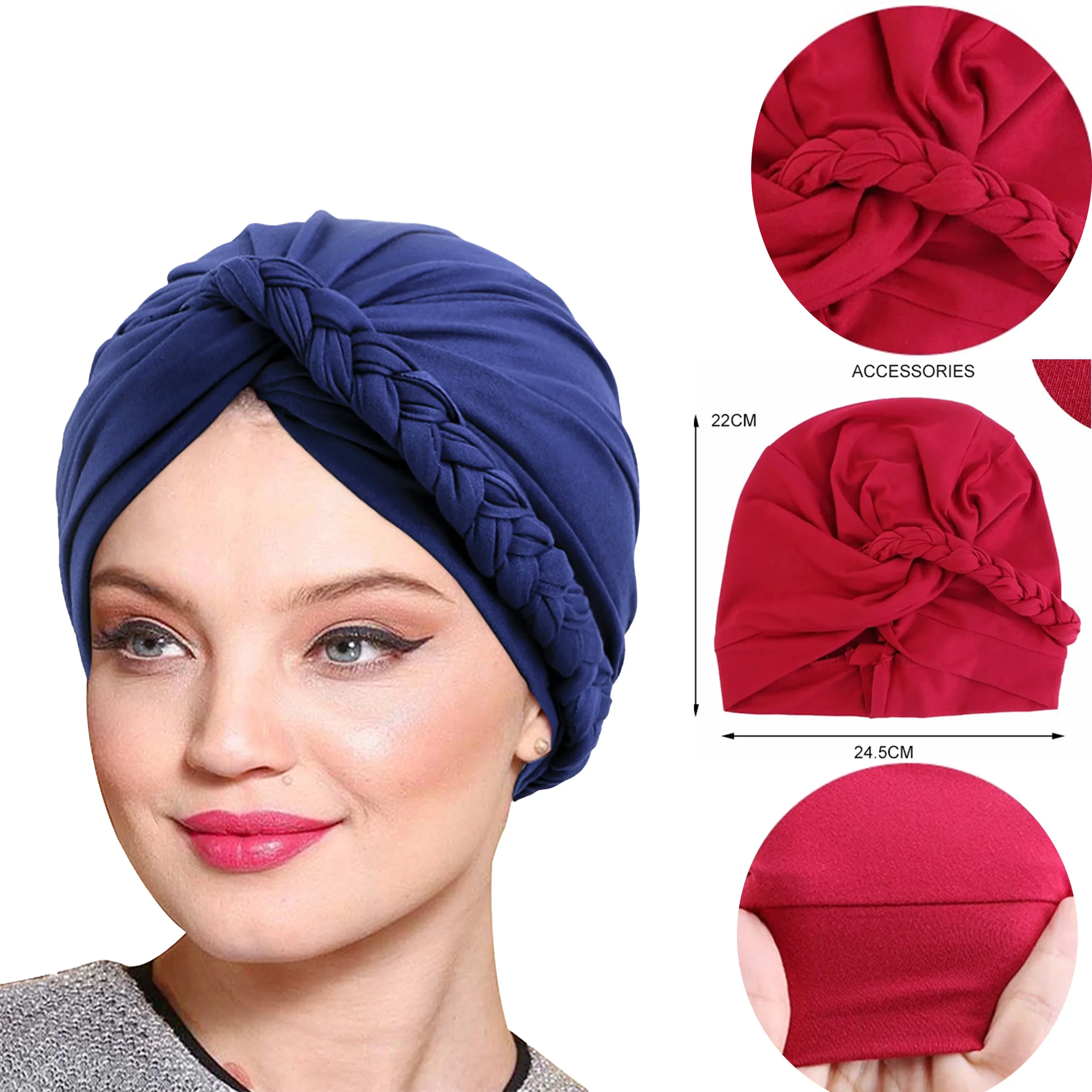 

Bohemian Style Twist Braid Turban Hat Hundreds of Dress Hats Solid Color Ethnic Hat Single Braid Solid Color Turban Femme