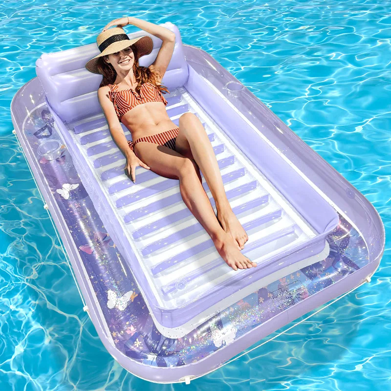 Inflatable rectangular water floating bed pillow deck chair floating bed swimming pool beach leisure floating toys