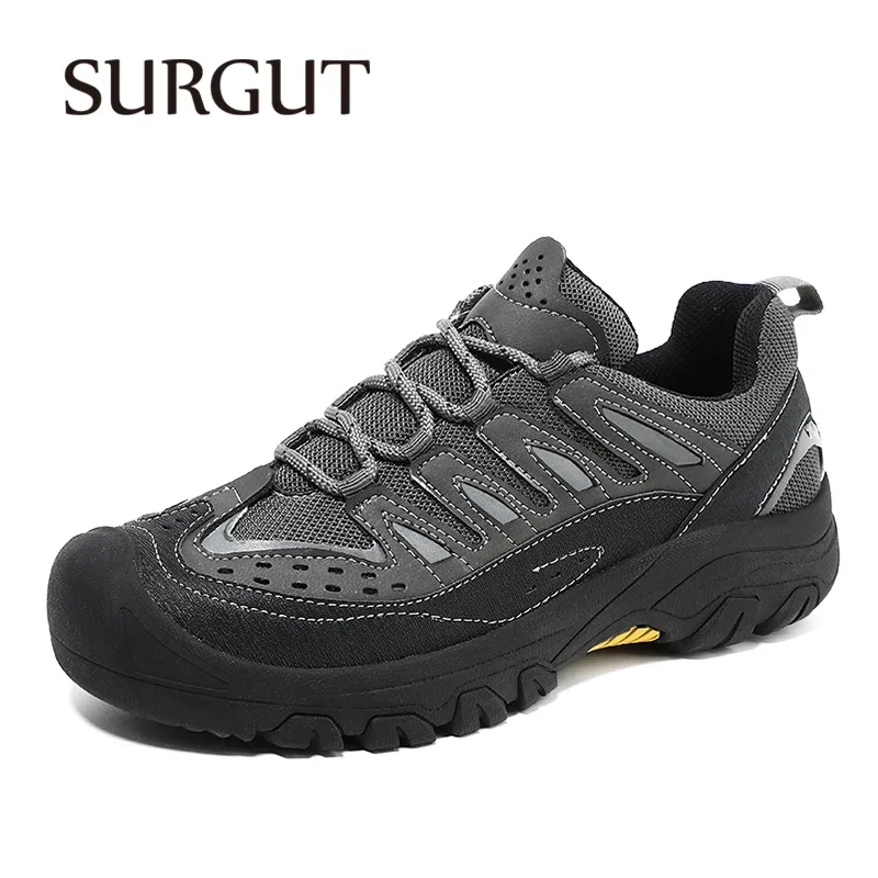 SURGUT Men Casual Sneakers Microfiber Upper Breathable Anti-Skid Soft Bounce Platform Outdoor Shoes For Men Size 39-46