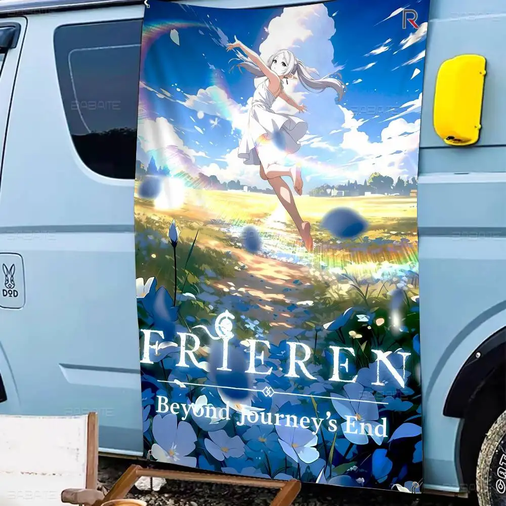 Hot Japan Anime Frieren DIY Flag For Family Group Photo Living Room Home Dorm Decor Wall Art Decor Banner