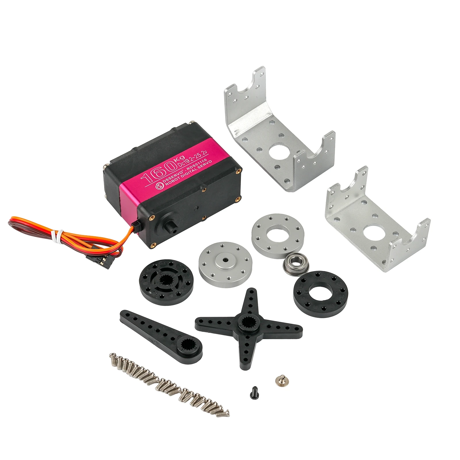 Servo Numérique à Couple ÉWerde 160kg.cm, 24V, Résistant à 180/270, Axe Touristique, Étanche IP66 avec Support Rapide en Forme de U pour Voiture Robot RC RDS51160