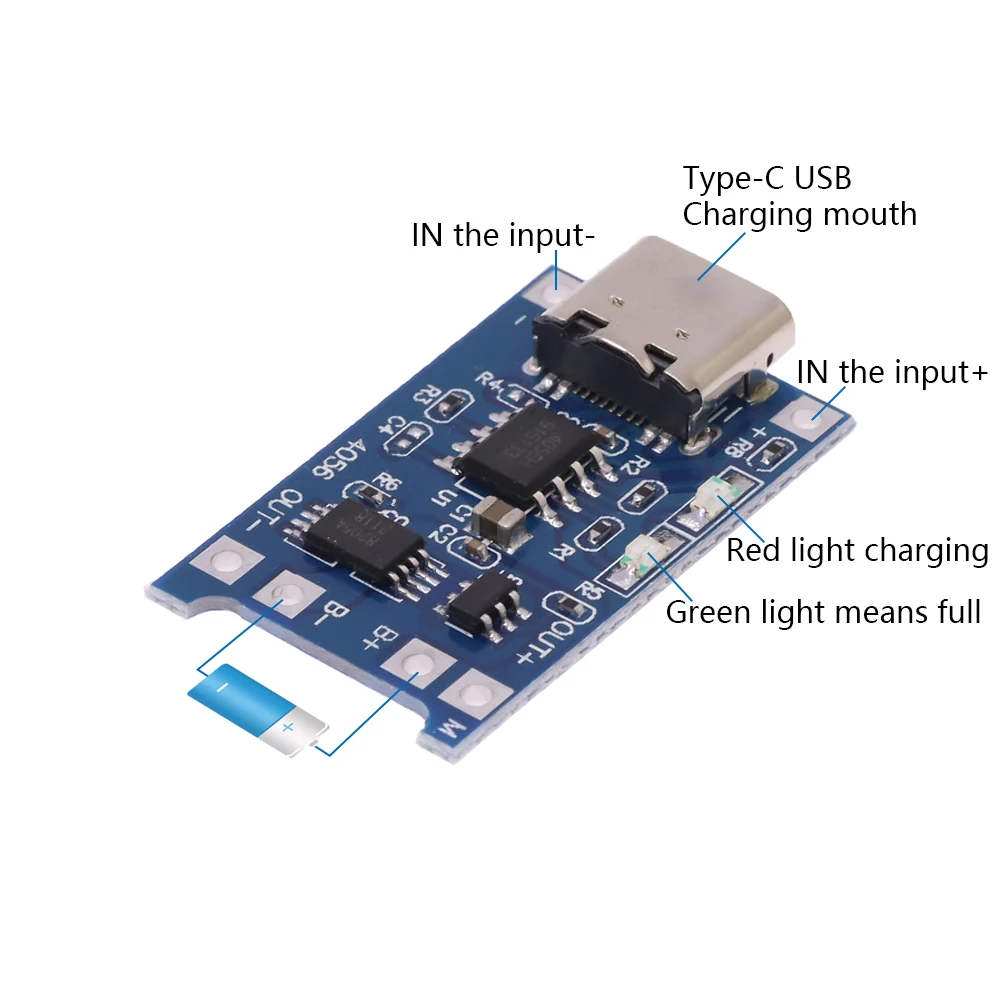 Mini Micro Type-c USB 5V 1A 18650 TP4056 Lithium Battery Charger Module Charging Board With Protection Dual Functions 1A Li-ion