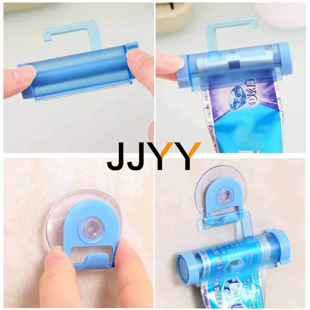 JJYY Multipurpose Rolling Tube Squeezer Tooth paste Dispenser Sucker Holder Dental Cream Bathroom Manual Syringe Gun Dispenser