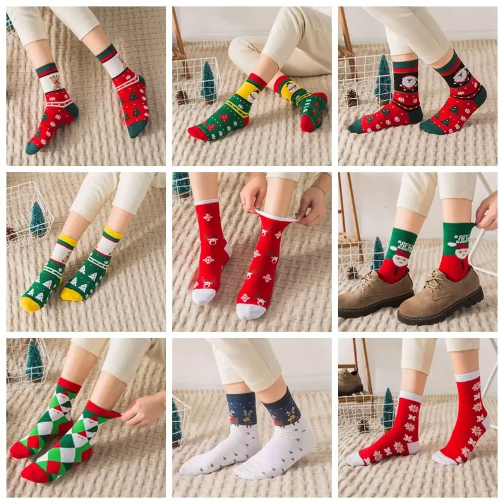Gift Snow Christmas Socks Thickened Cotton Happy Christmas Socks Middle Tube Socks Crew Socks Christmas Tree Socks Children