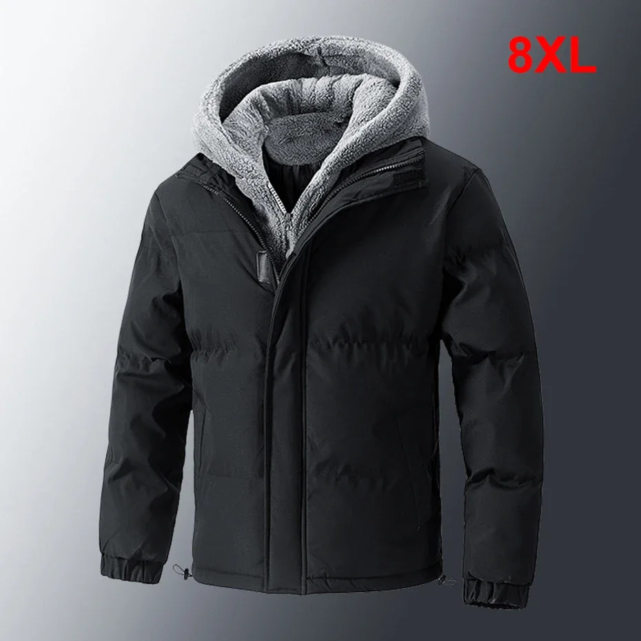 

DIANRUO зимняя стеганая куртка мужская искусственная парка из двух предметов плюс размер 8XL модные повседневные парки с капюшоном мужская толстая куртка пальто