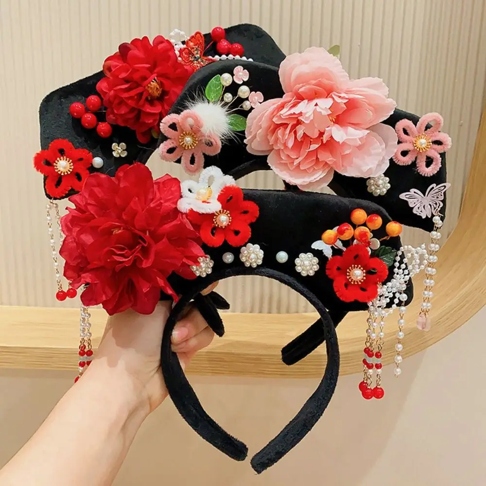 

Flower Chinese Style Headwear Bow Pearl Ancient Style Headband Face Wash Hair Band Antique Headband Hanfu Hair Clip Children