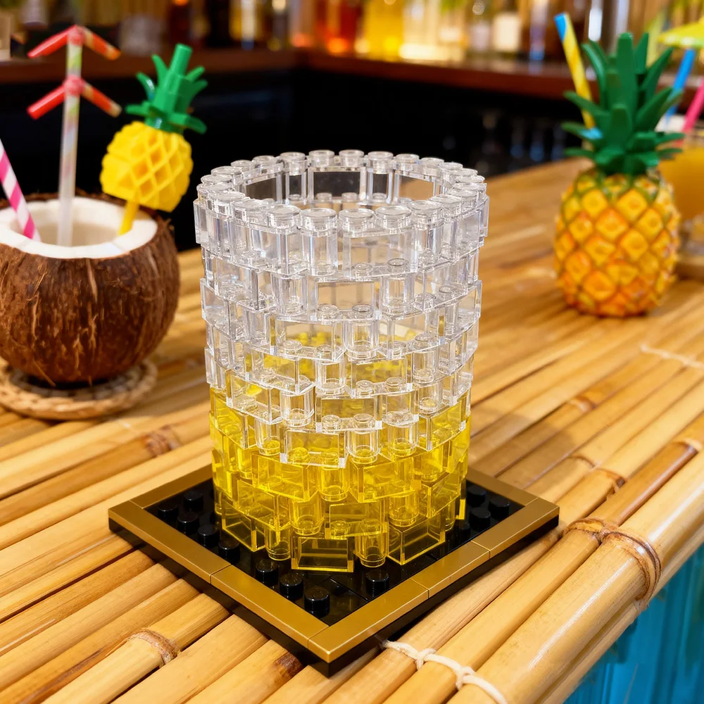 Gobricks MOC ウイスキーグラスライフビルディングブロックモデルゴールデントレイ付きレンガワインカップコレクション組み立てられたおもちゃ子供のギフト