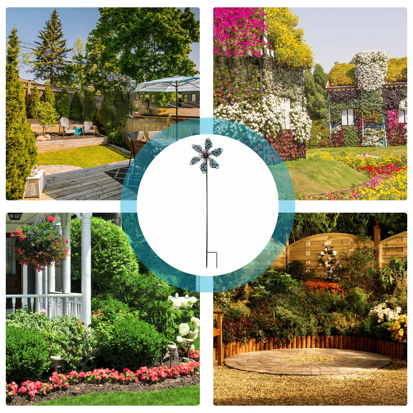 

Iron Windmill Garden Decorative Windmill Noctilucence Metal Summer Outdoor Rotatory Night Glow Butterfly Figurine Weather