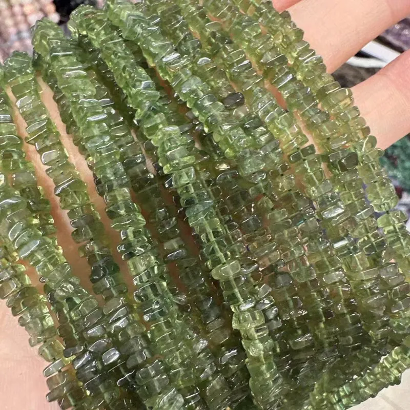 green Apatite square roundelle 3-5mm 38cm loose  beads nature