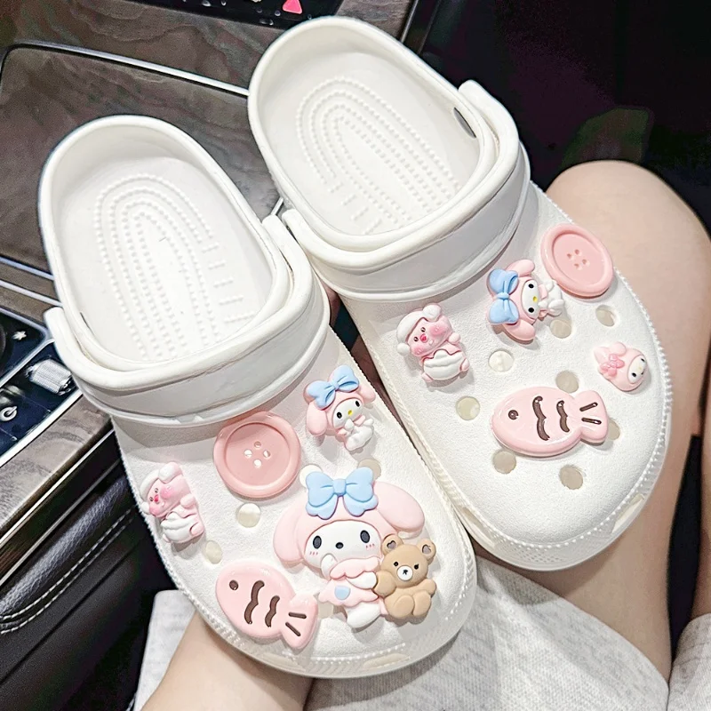 MINISO Melody Shoe Accessories Cute DIY Animel Decoration Charms for Clogs ABS Material Ladies Slipper Accessories Party Gifts