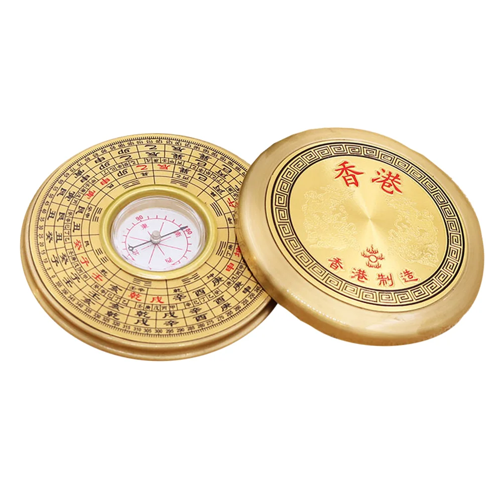 1PC Copper Portable Round Feng Shui Compass for Hiking Camping Survival Traditional Markings Small Easy Use Gift Ancient Chinese