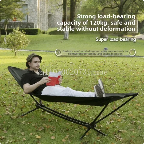 Outdoor folding hammock adult thickened camping swing anti-rollover bracket ultra-light balcony family bed