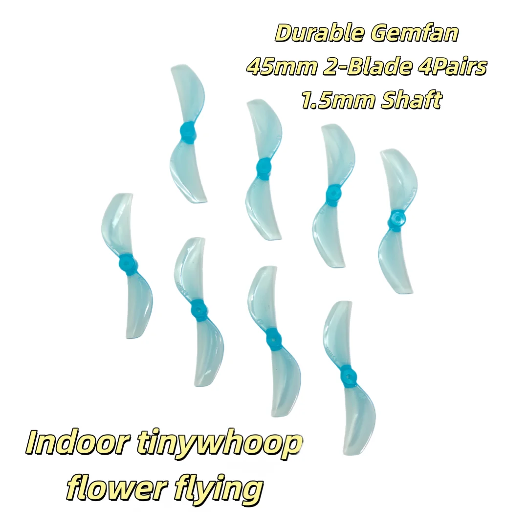 Gemfan 45mm 2-Blade Propeller 1.5mm Shaft 4Pairs PC Props for 1S Tinywhoop Micro FPV Ducted Drone Indoor Freestyle Flower Flying