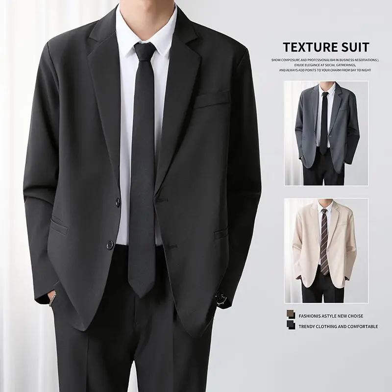 

Loose Casual Men's Jaet Lightweight Faionable Korean Sle Spring Autumn Busin Casual Suit Top Quali Polyester Fiber