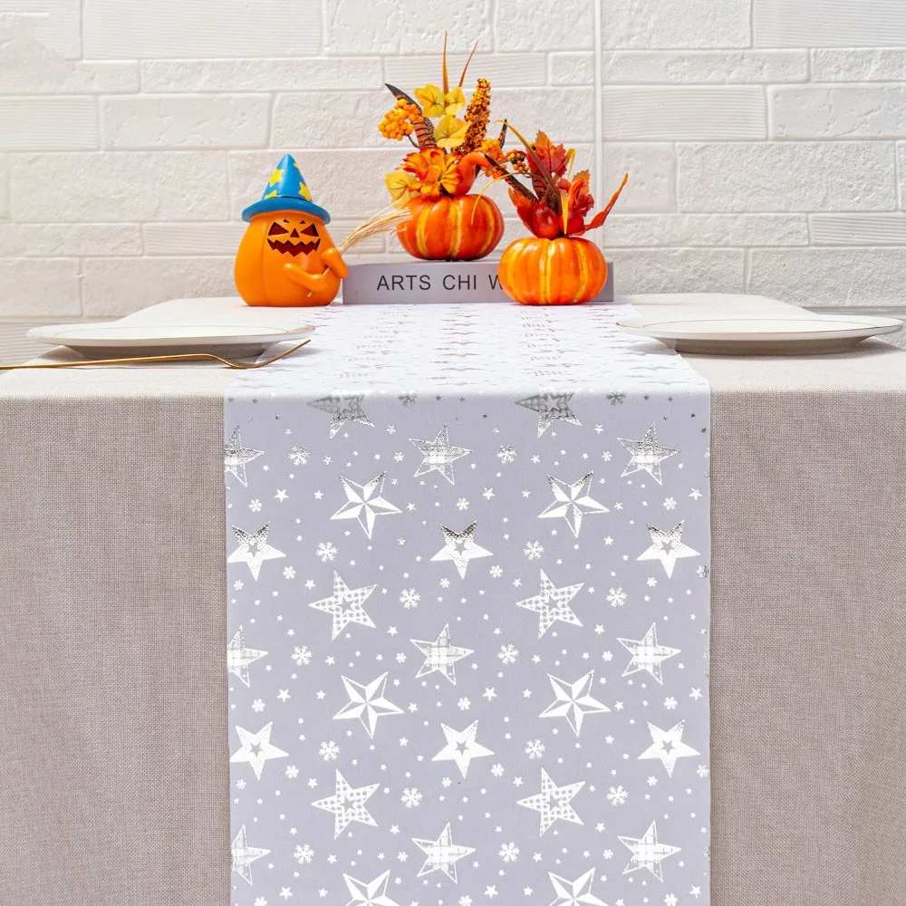 

Festive Polyester Christmas Tablecloth Home Supplies Navidad Table Flag Snowflake Printed Table Cover Dining Table