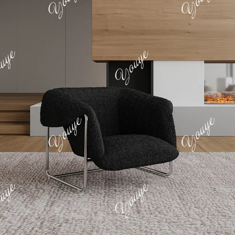 

K-J Средневековый стиль, одноместное кресло для гостиной, ленивый диван из овечьей шерсти, дизайнерское кресло для отдыха из нержавеющей стали