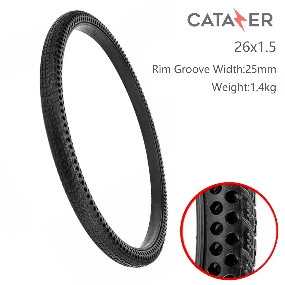 CATAZER 26Inch Honeycomb Solid Tire Bicycle  Non-pneumatic Airless Non Inflation Tire 26*1.75/1.95/2.125 Flexible Wear-resistant