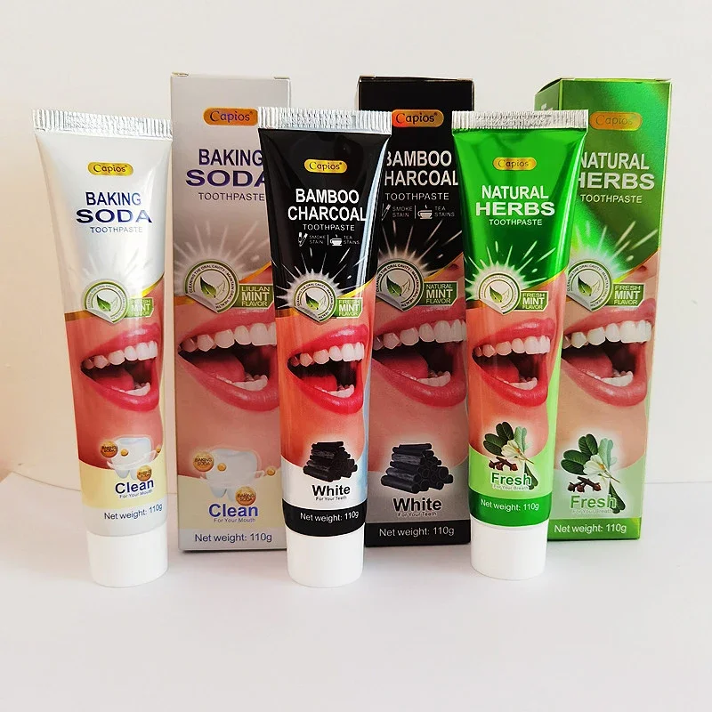 Soda dente branqueamento dentífrico, remove manchas de dentes amarelos, carvão vegetal de bambu, limpeza de ervas, eficaz, novo