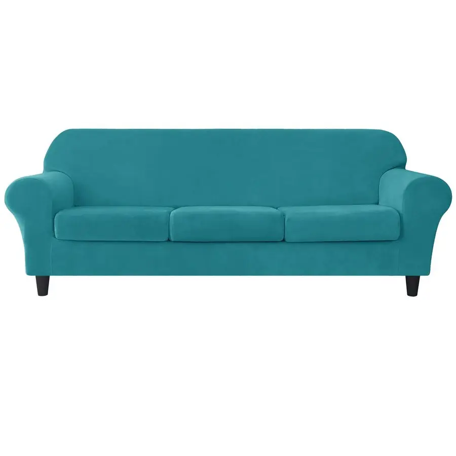 

Stretch Sofa Slipcover, Soft Velvet Sofa Covers for 3 Cushion Couch Thick Furniture Protector for Pets amp Kids Turquoise, L