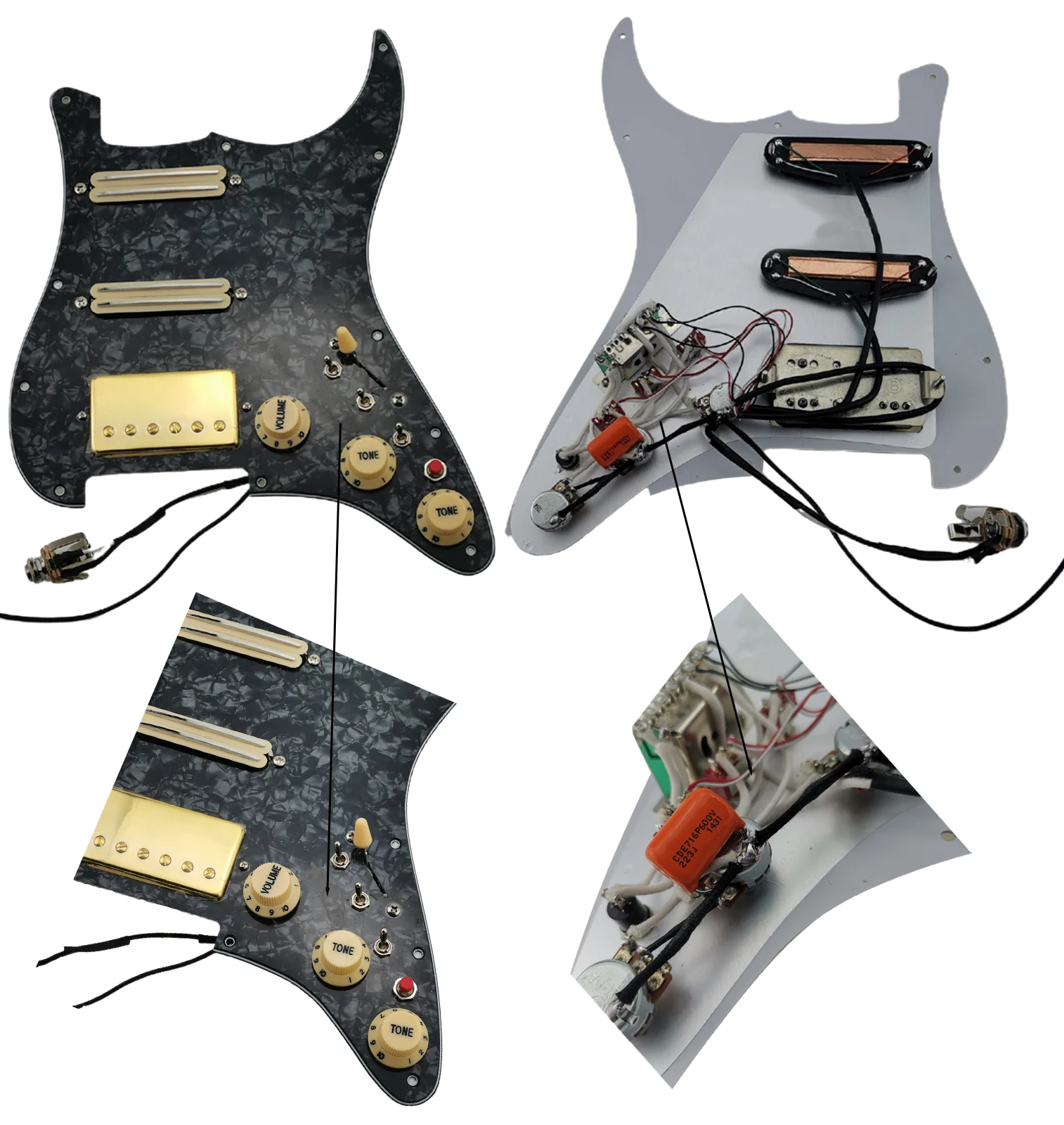 

Предварительно Проводная гарнитура Pickguard HSS Pickups Alnico V Humbucker, жгут проводов Mini Single Cut Gold, набор профессиональных частей для гитары