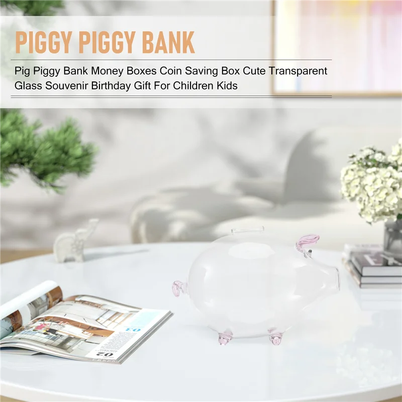 

A79Z-Pig копилка копилки коробка для экономии монет милый прозрачный стеклянный сувенир подарок на день рождения для детей