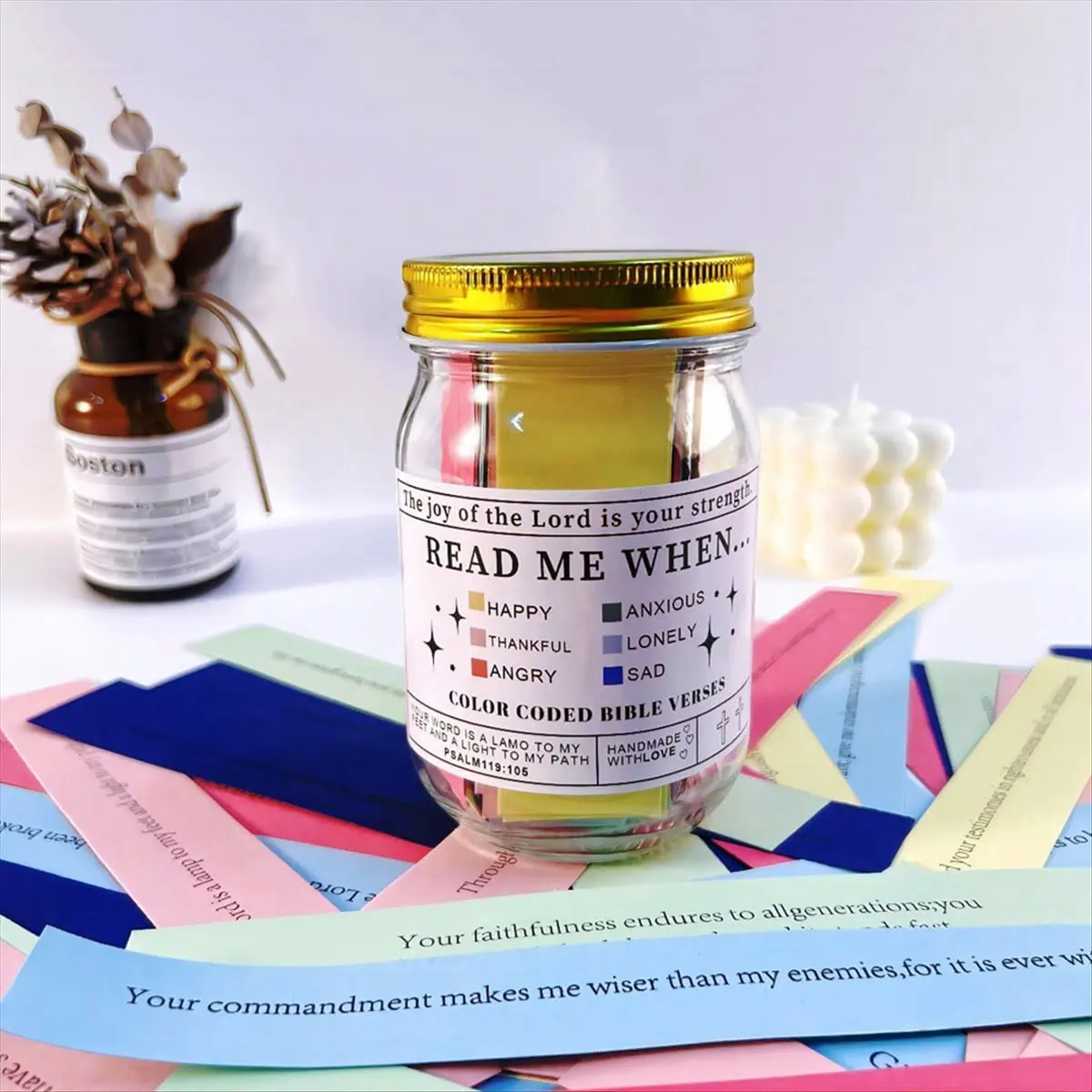 BHBL 2PCS Bible Verses Jar for Emotions and Feelings,Bible Verses in A Jar,Scripture Jar,God's Encouragement,Prayer Request,B