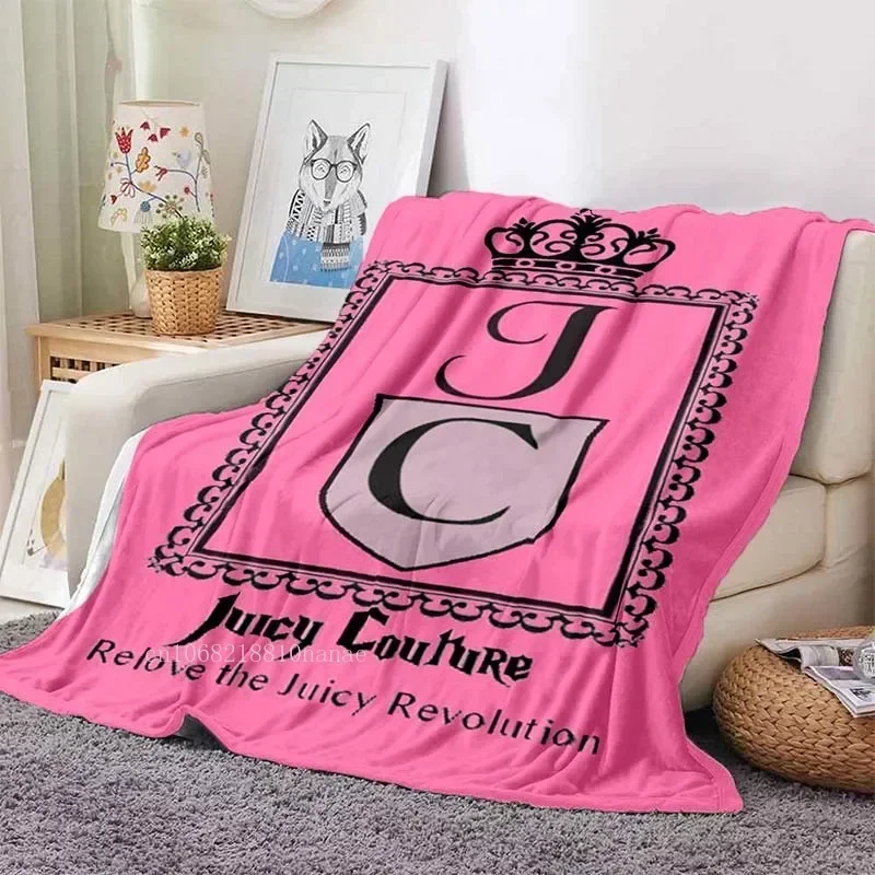 Juicy Couture Fashion Brand Blanket Flannel Bed Throw Soft Printed Bedspread Sofa Girls Blanket hello kitty blanket  grinch