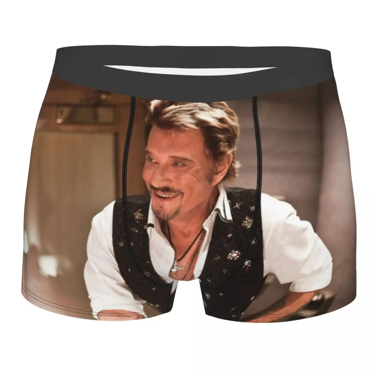 

Шорты-боксеры Johnny Hallyday Singer на заказ для Homme с 3D принтом, нижнее белье для французской рок-музыки, трусы, дышащие трусы