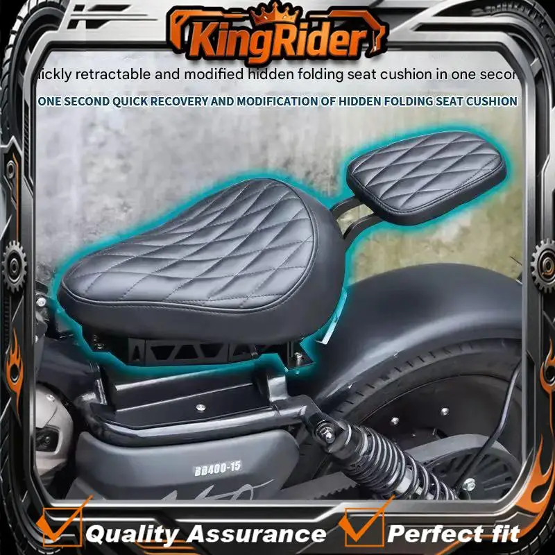 【Supreme quality】BENDA CHINCHILLA 500 Retro Folding Seat Cushion Hidden Double Seat Cushion Bobber  Leather