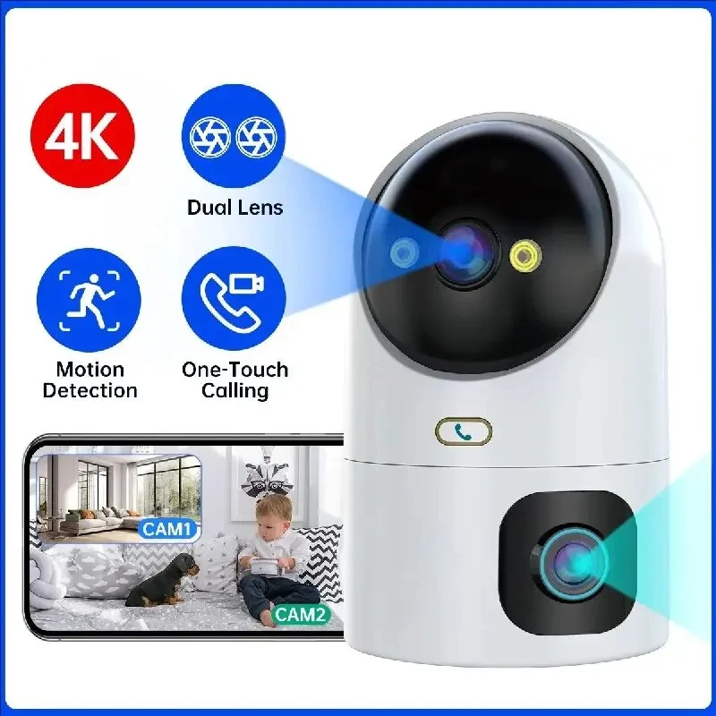 4K PTZ IP Camera 10X Zoom Dual Lens Auto Tracking WiFi CCTV Camera Color Night Home Baby Monitor Video Surveillance