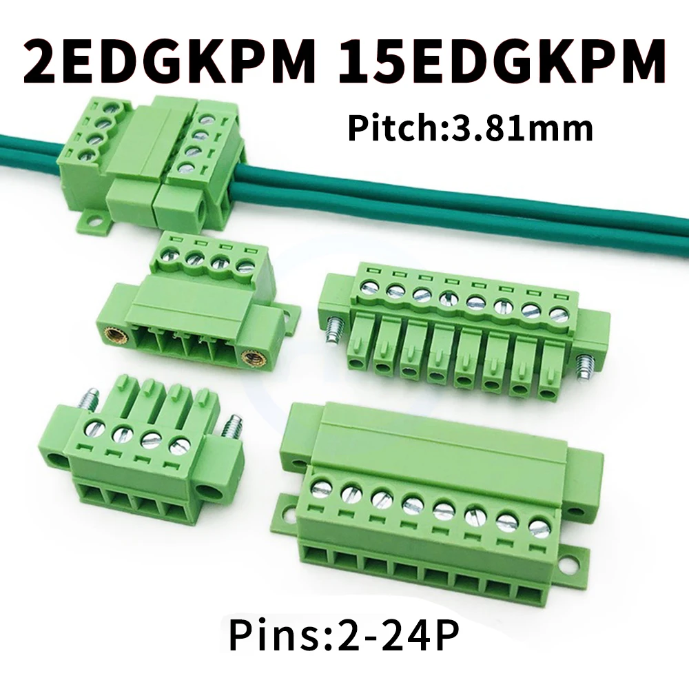 

(5 pcs) KF 15EDGKPM 2EDGKPM 3.81mm Solderless Locking Plate Fixing 15EDGKM Pair Terminal Block with Lugs Set of 2-24Pin