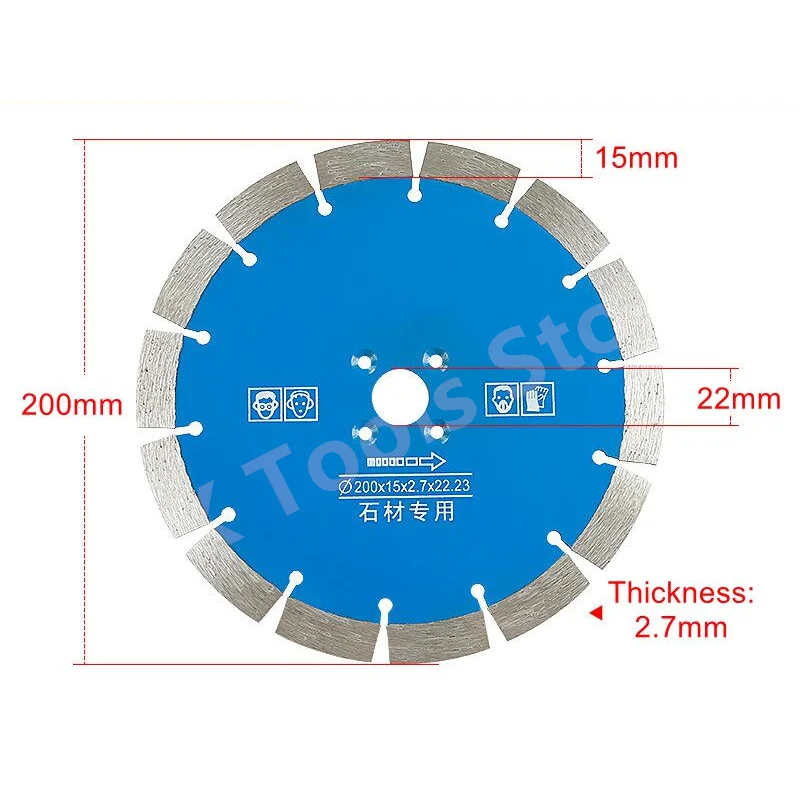 Imagem -04 - Polegada Lâmina de Corte Diamante Disco Corte a Seco Entalho Almofada Pedra Granito Concreto Parede Grooving Ferramentas Lâmina Serra 1pc 200 mm