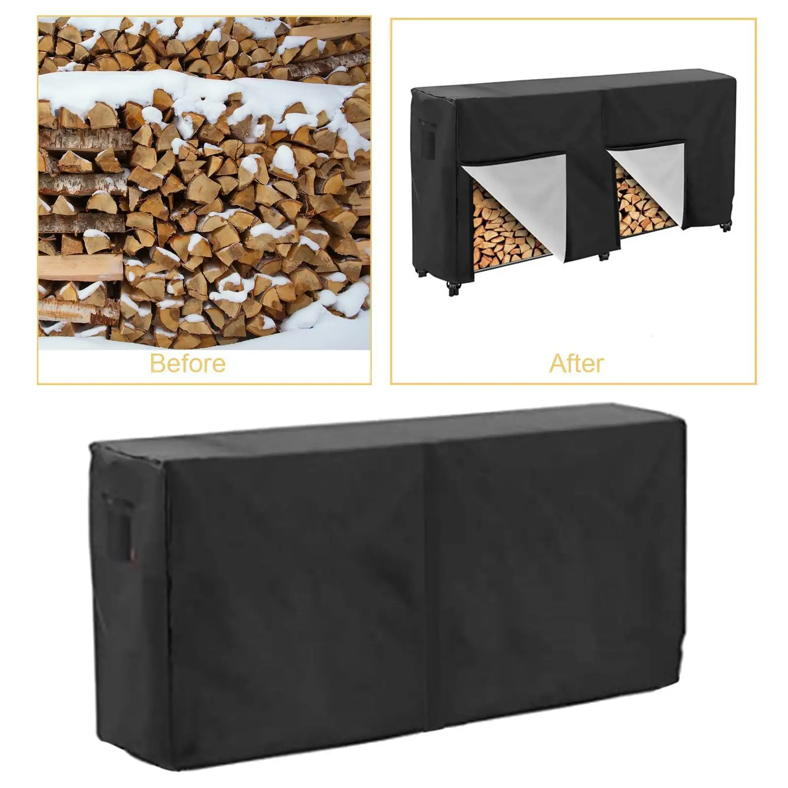 

Firewood Rack Cover Protection Cover Waterproof Outdoor Indoor with Buckle Garden Patio Wood Storage Cover Log Rack Cover