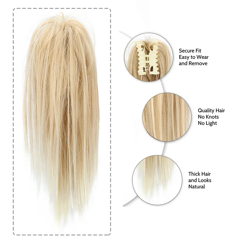 Large claw clip ponytail wig, high crown wig, ponytail with a fountain effect, half-up ponytail, short ponytail