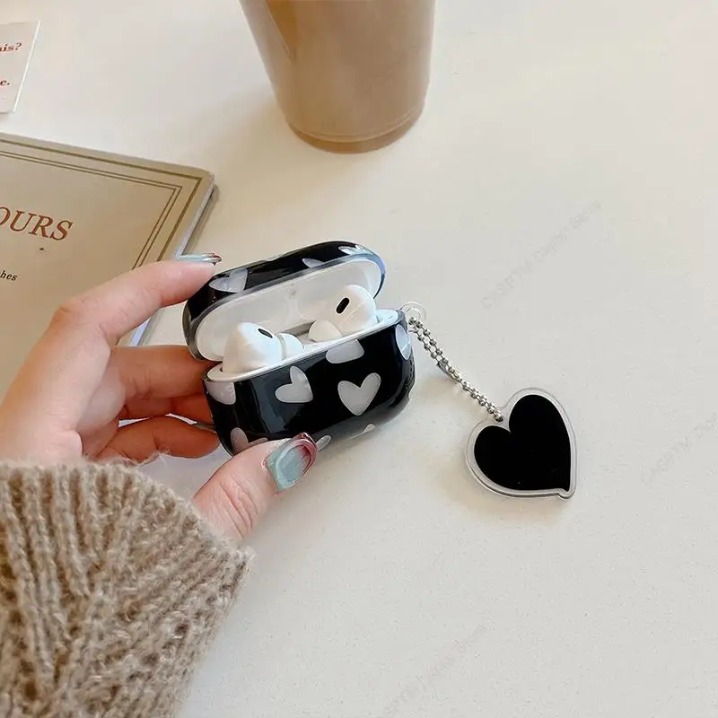 Black Lover Heart Funda For AirPods Pro 2nd Generation Case For AirPods 3 Pro 2 1 Earphone Cover For Air Pods Pro2 USB C Cases