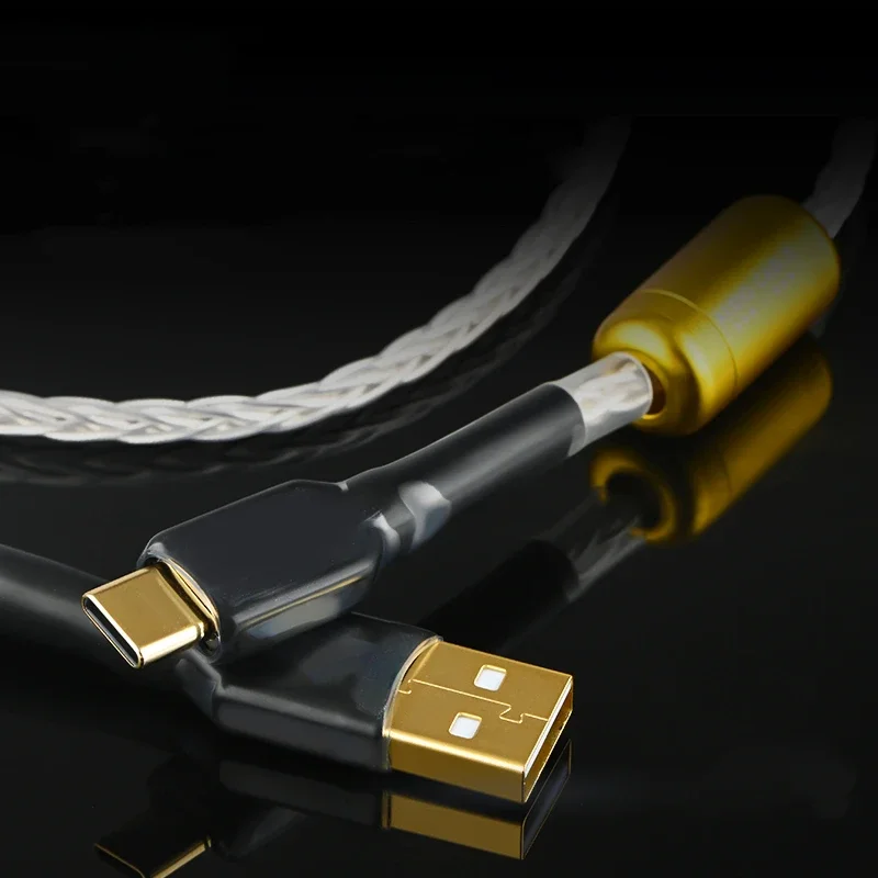 HiFi Audio Posrebrzany kabel typu C na USB do dekodera karty dźwiękowej telefonu komórkowego na komputer PC Linia danych