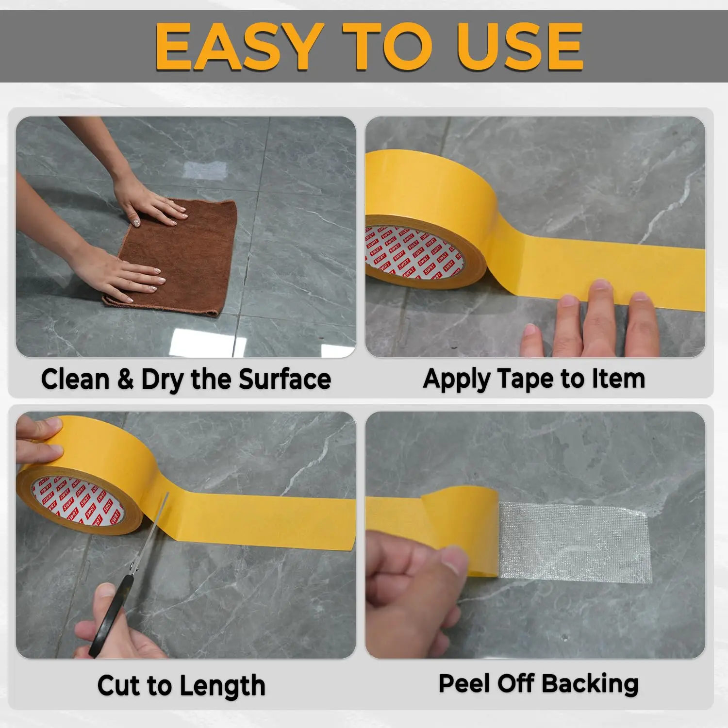 Carpet & Wall Mounting Tape, Strong Grip, Low Profile. 10cm, Double Sided, Easy to Apply