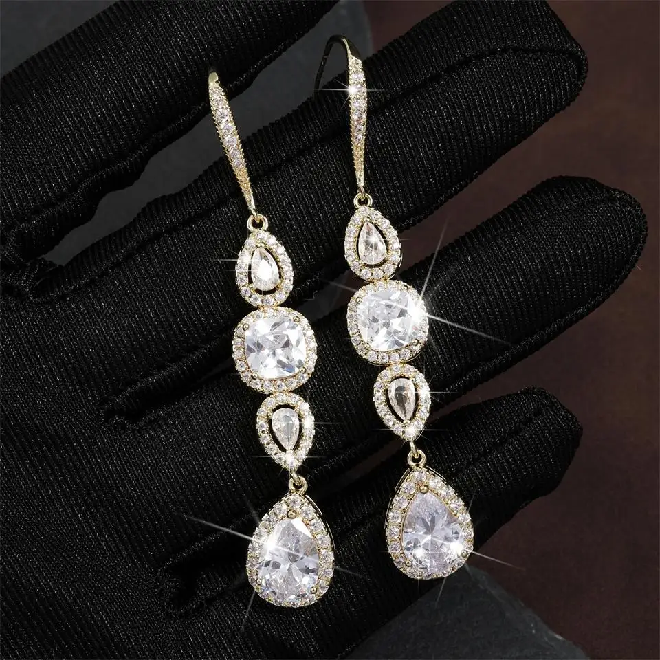 ZAKOL Wassertropfen Micro Intarsien Zirkon Elegante Exquisite Baumeln Ohrringe Für Frauen Klassische Mode Charme Schmuck Zubehör – Detail 9